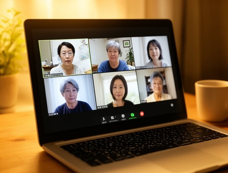 少人数グループでオンライン学習をしている様子